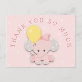Postal Mensaje de dirección de elefante rosa lindo Gracia