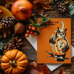 Postal Mensaje de Personalizado de lechuza y calabaza Hal