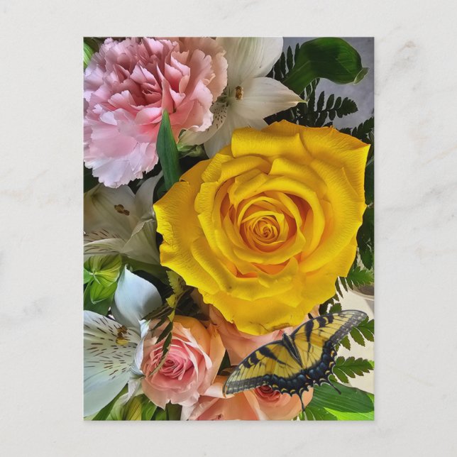 Postal Mensaje de rosa amarillo (Anverso)