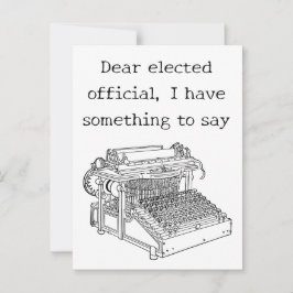 Postal Mensaje de vieja máquina de escribir a funcionario
