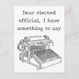 Postal Mensaje de vieja máquina de escribir a funcionario