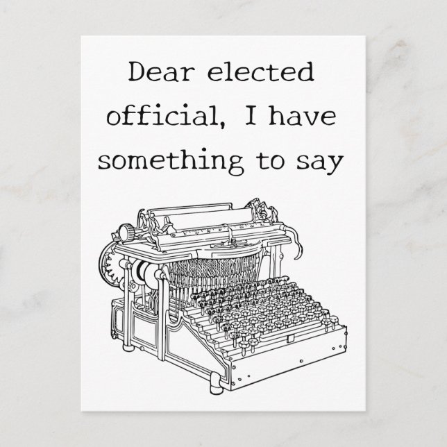 Postal Mensaje de vieja máquina de escribir a funcionario (Anverso)