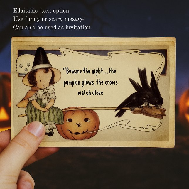 Postal Mensaje personalizado Vintage Witch Halloween (Subido por el creador)