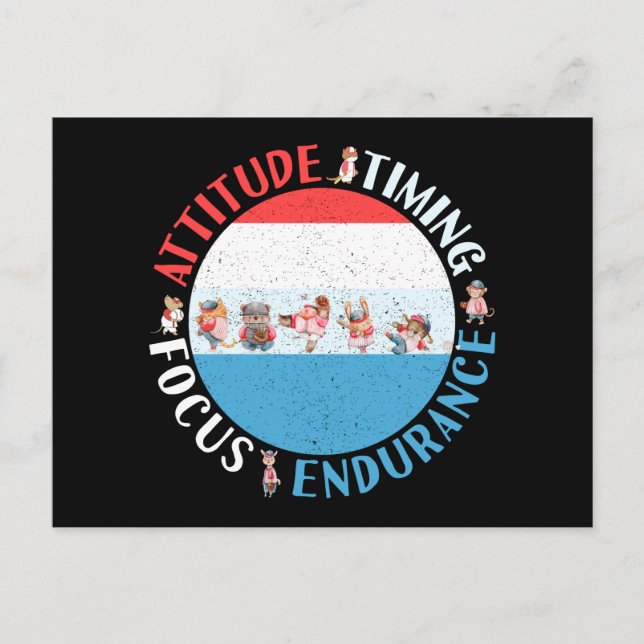 Postal Mentalidad del jugador de béisbol - Azul blanco ro (Anverso)