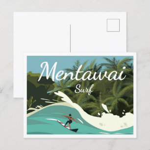 Postal Mentawai Surf Indonesia lugar de viaje ilustracion