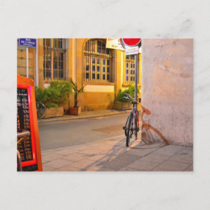 Postal Menú, bicicleta, sombra de Francia fuera del resta