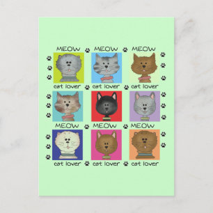 Postal Meow Cat Lover camisetas y regalos