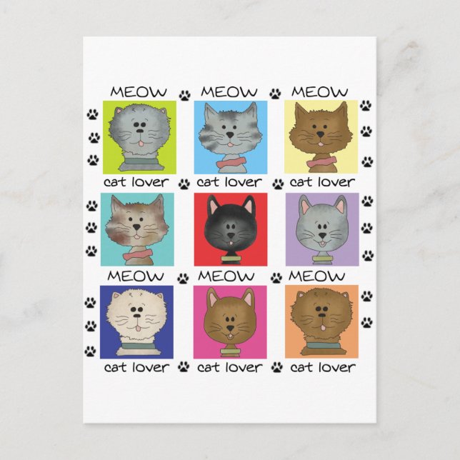 Postal Meow Cat Lover camisetas y regalos (Anverso)
