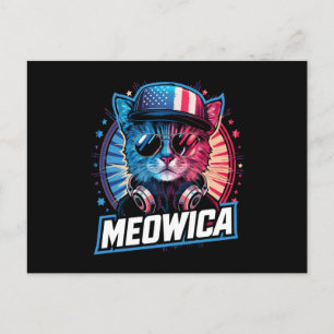 Postal Meowica 4 de Julio Gato Bandera Americana América 