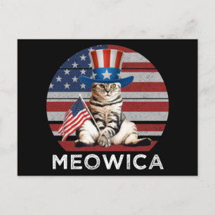 Postal Meowica 4 De Julio Gato Patriótico Estadounidense