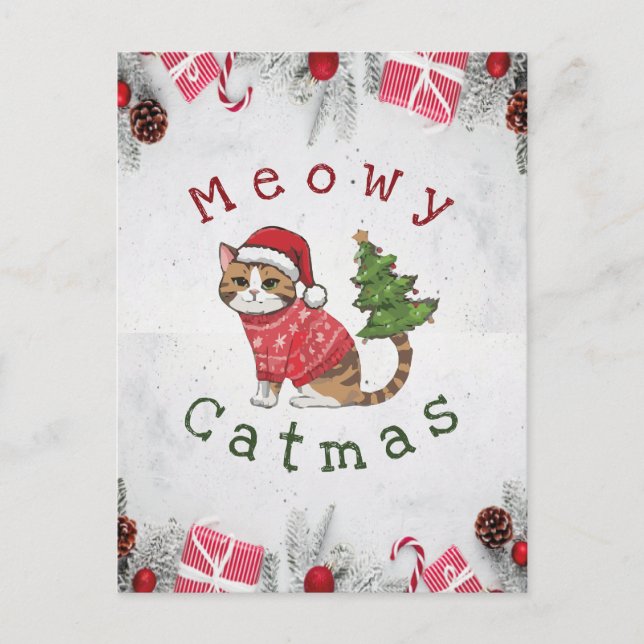 Postal Meowy Catmas - Christmas cards - postcards (Anverso)