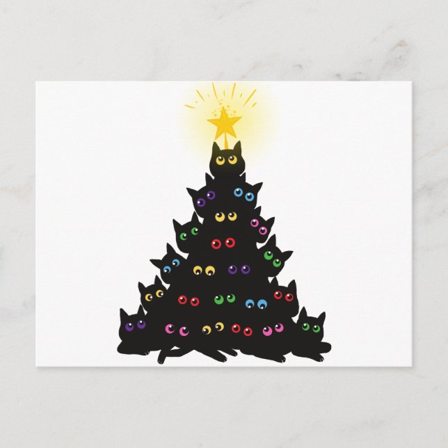 Postal Meowy Christmas Cat Christmas Tree (Anverso)
