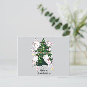 Postal Meowy Christmas Greetings: Postcarta felina festiv
