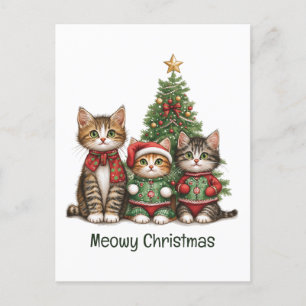 Postal Meowy Navidades Cats