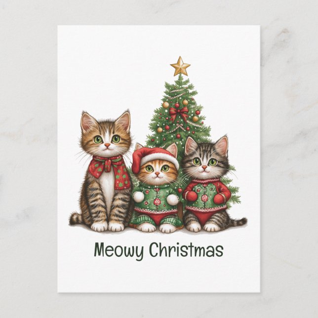 Postal Meowy Navidades Cats (Anverso)