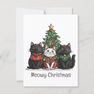 Postal Meowy Navidades Cats Holiday Tree