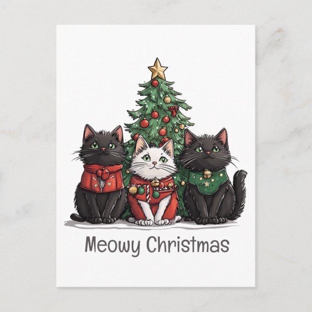 Postal Meowy Navidades Cats Holiday Tree (Anverso)
