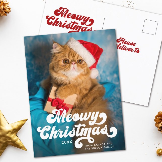 Postal Meowy Navidades simple diversión moderna festivida (Subido por el creador)
