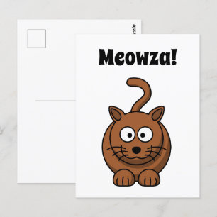 Postal ¡Meowza! Funny Brown Kitty Cat Personalizado Desig