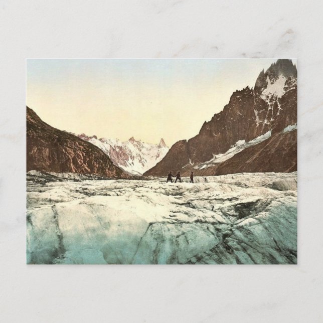 Postal Mer de Glace, Mont Blanc, valle de Chamonix, Franc (Anverso)