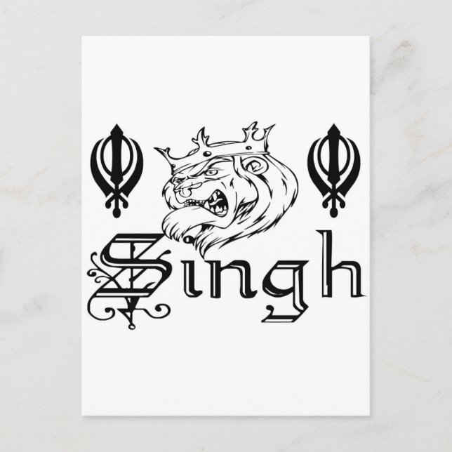 Postal Mercadería de diseño Punjabi Khanda Sikh Khalsa (Anverso)