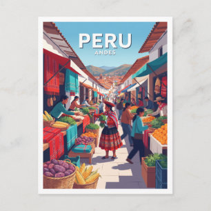 Postal Mercado Andino Tradicional, Perú Cusco