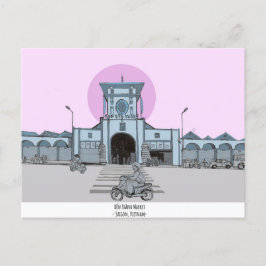 Postal Mercado Ben Thanh Ilustracion de Vietnam en Saigon