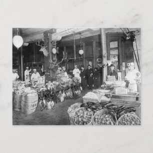 Postal Mercado de Caza Silvestre y Mariscos, 1895