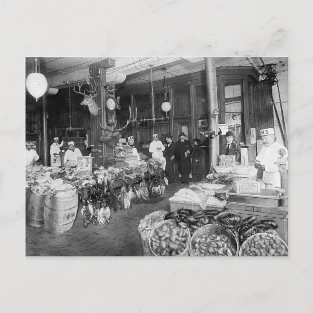 Postal Mercado de Caza Silvestre y Mariscos, 1895 (Anverso)