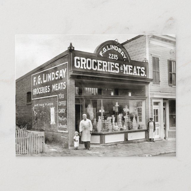 Postal Mercado de comestibles y carnes, 1916 (Anverso)