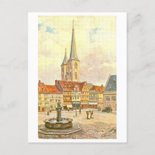 Postal Mercado de cosechas Halberstadt Alemania
