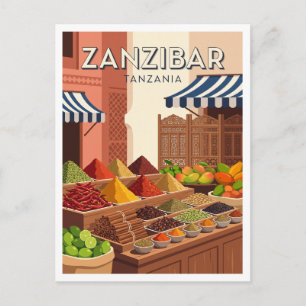 Postal Mercado de Especias de Zanzíbar Puestos de Frutas