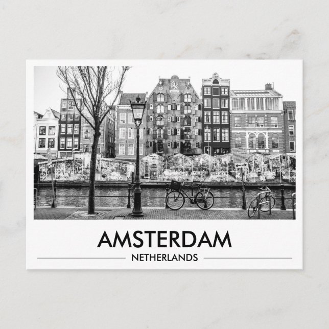 Postal Mercado de Flores de Ámsterdam Bicicletas Foto en  (Anverso)
