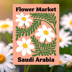Postal Mercado de Flores de Arabia Saudita Margarita Blan