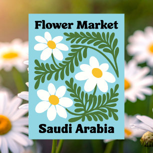 Postal Mercado de Flores de Arabia Saudita Margarita Blan