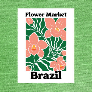 Postal Mercado de Flores de Brasil Orquídea Melocotón Tro