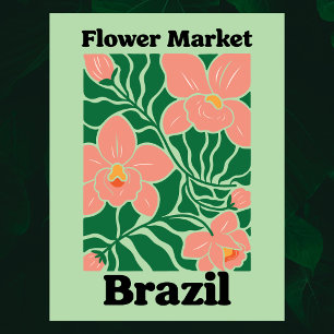 Postal Mercado de Flores de Brasil Orquídea Melocotón Tro