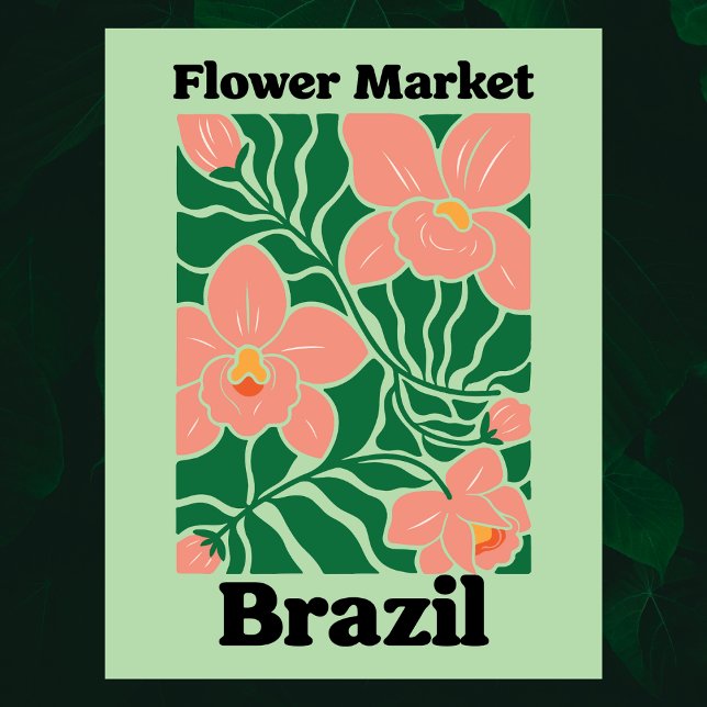 Postal Mercado de Flores de Brasil Orquídea Melocotón Tro (Brazil Flower Market Peach Orchid Tropical Postcard
)