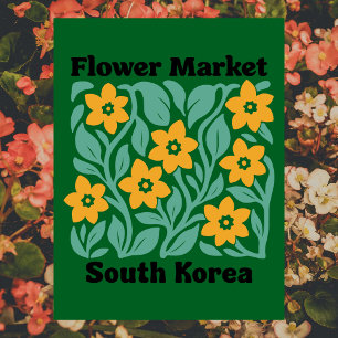 Postal Mercado de Flores de Corea del Sur Floral Amarillo