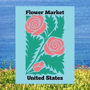 Postal Mercado de Flores de Estados Unidos Rosa Rosa Flor