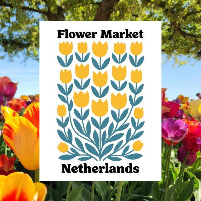Postal Mercado de Flores de Holanda Países Bajos Tulipán  (Netherlands Holland Flower Market Yellow Tulip Postcard)