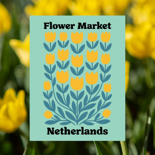 Postal Mercado de Flores de Holanda Países Bajos Tulipán 