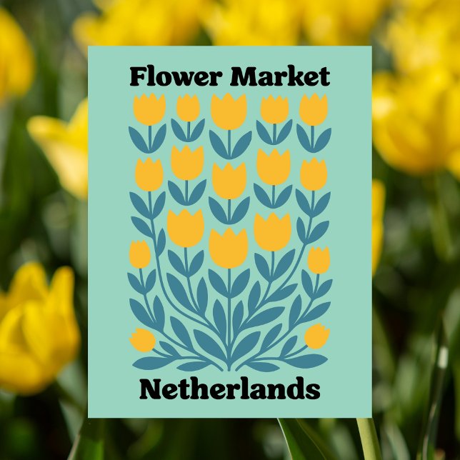 Postal Mercado de Flores de Holanda Países Bajos Tulipán  (Netherlands Holland Flower Market Yellow Tulip Postcard
)