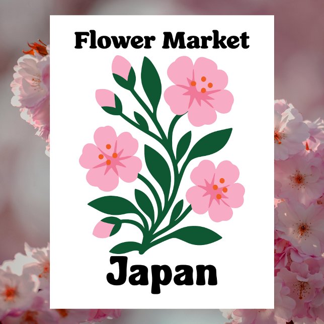 Postal Mercado de Flores de Japón Flor de Cerezo Rosa (Japan Flower Market Pink Cherry Blossom Postcard
)