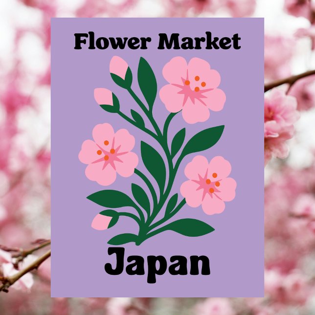 Postal Mercado de Flores de Japón Flor de Cerezo Rosa (Japan Flower Market Pink Cherry Blossom Postcard
)