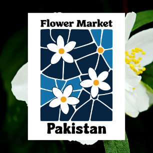 Postal Mercado de Flores de Pakistán Jasmine Blanco & Azu