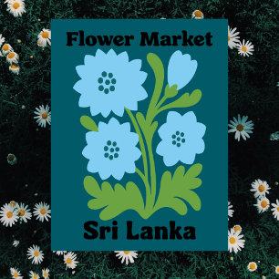 Postal Mercado de Flores de Sri Lanka Lirio de Agua Azul
