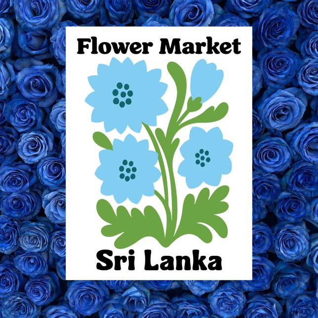 Postal Mercado de Flores de Sri Lanka Lirios de Agua Azul (Sri Lanka Flower Market Blue Water Lily Tropical Postcard
)