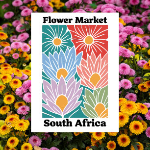 Postal Mercado de Flores de Sudáfrica Proteas Coloridas