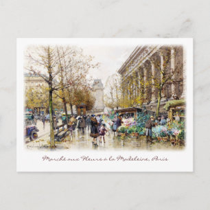 Postal Mercado de flores en Madeleine, París
